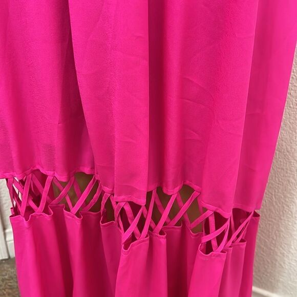 Gianni Bini Eomans Dress Size 4 Hot Pink Maxi Dress with Cut Outs Simmer Beach - Picture 6 of 8